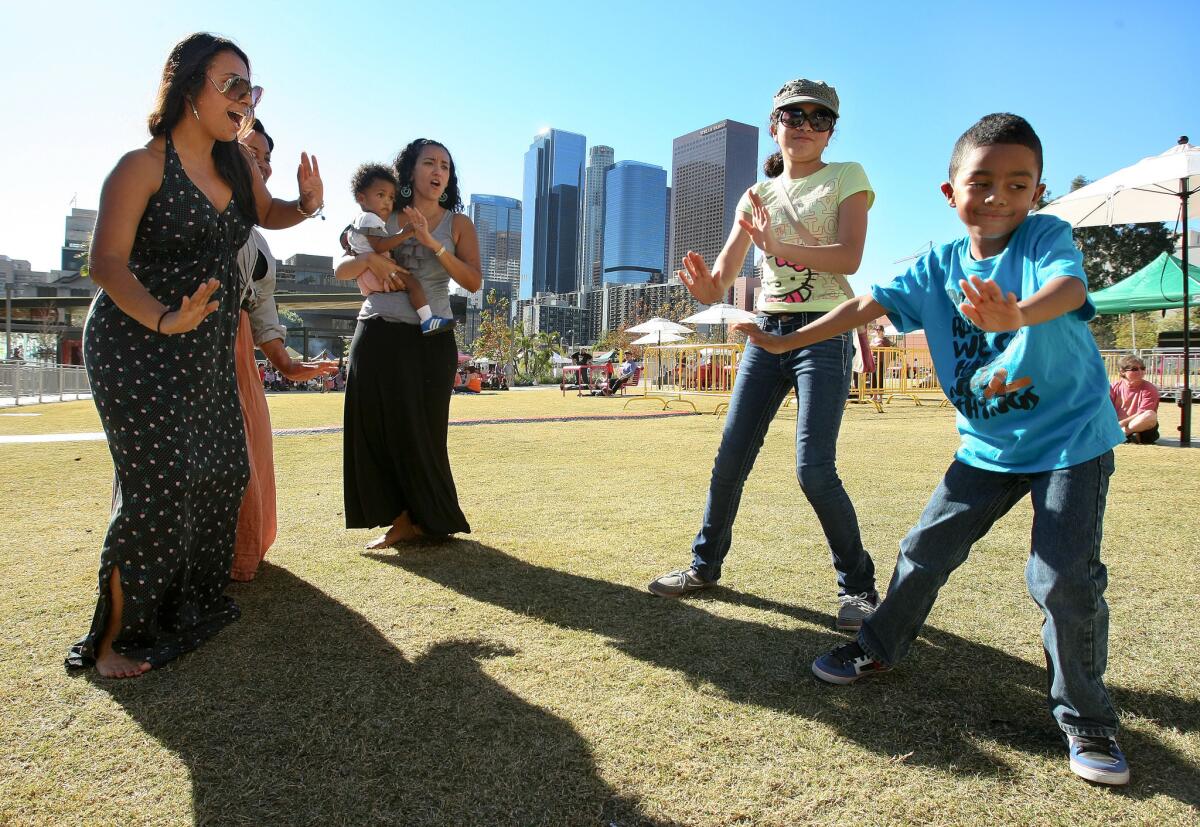 Dancers show off their moves at "Grand Park's Summer Sessions" in downtown L.A.