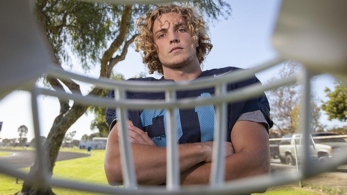 Franz Froehlich played his first full game at middle linebacker on Nov. 2, helping Corona del Mar High beat Redondo Union 49-14 and advance to the CIF Southern Section Division 4 quarterfinals.