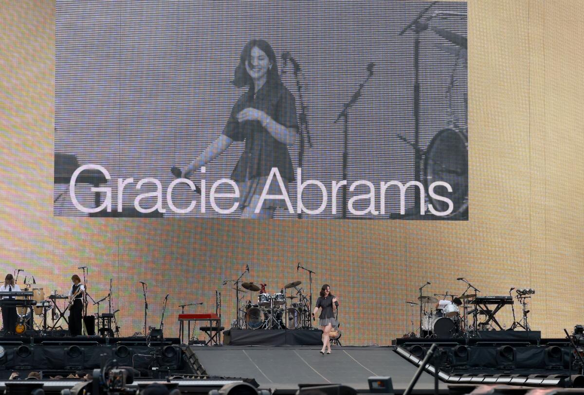 Gracie Abrams performs at SoFi Stadium.