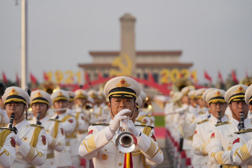 Chinese military band rehearsing