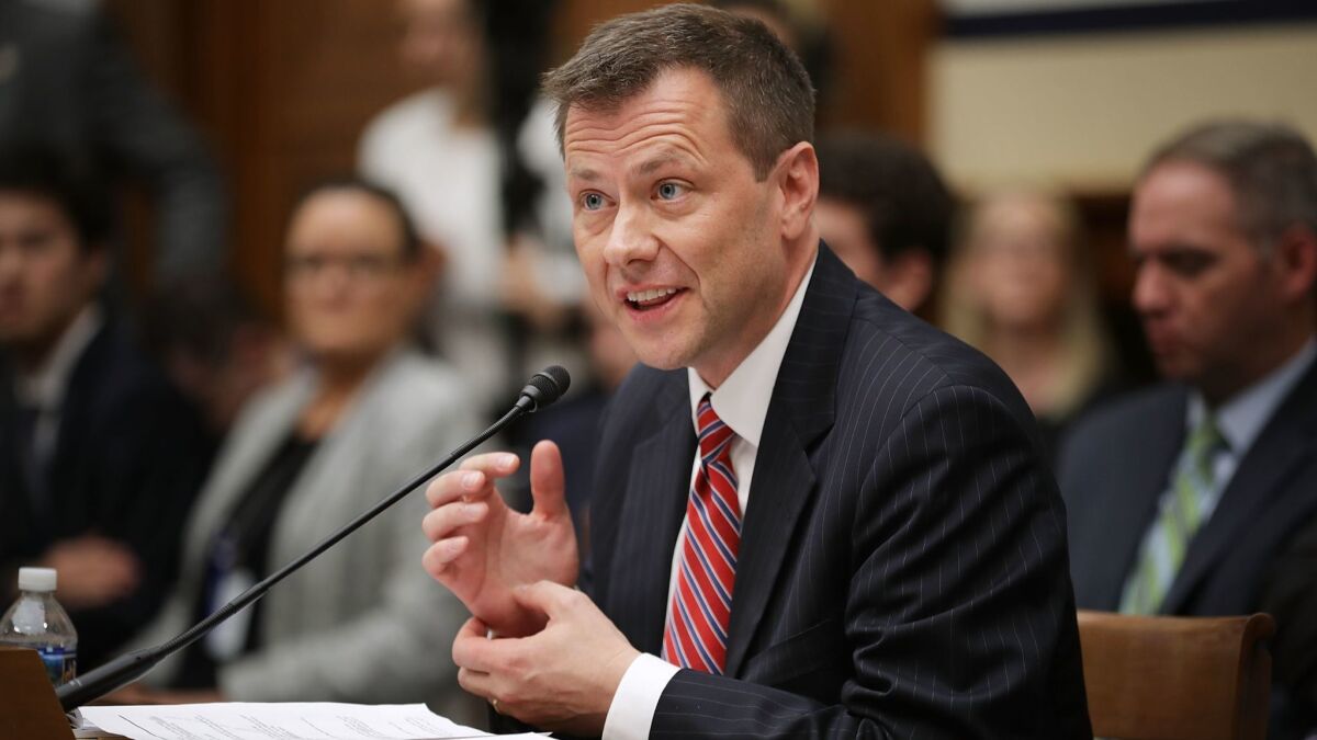 FBI agent Peter Strzok testifies before a joint committee hearing of the House Judiciary and Oversight and Government Reform committees on July 12.