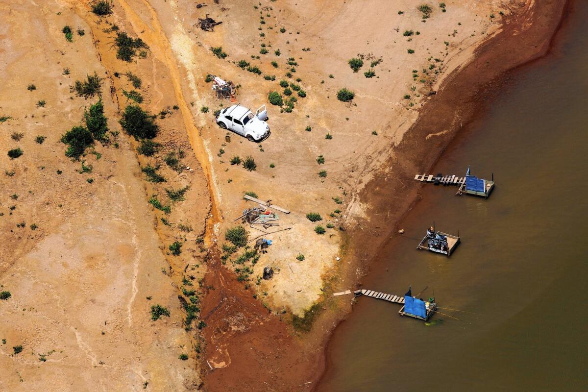 Atibainha dam, part of the Cantareira reservoir, one of the main water suppliers in Sao Paulo state. The reservoir is below 17% of capacity.