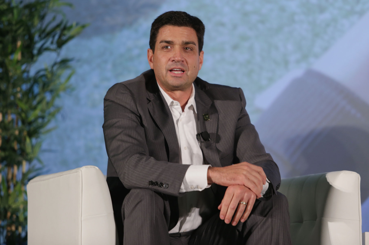 LAFC president and co-owner Tom Penn speaks during a summit.