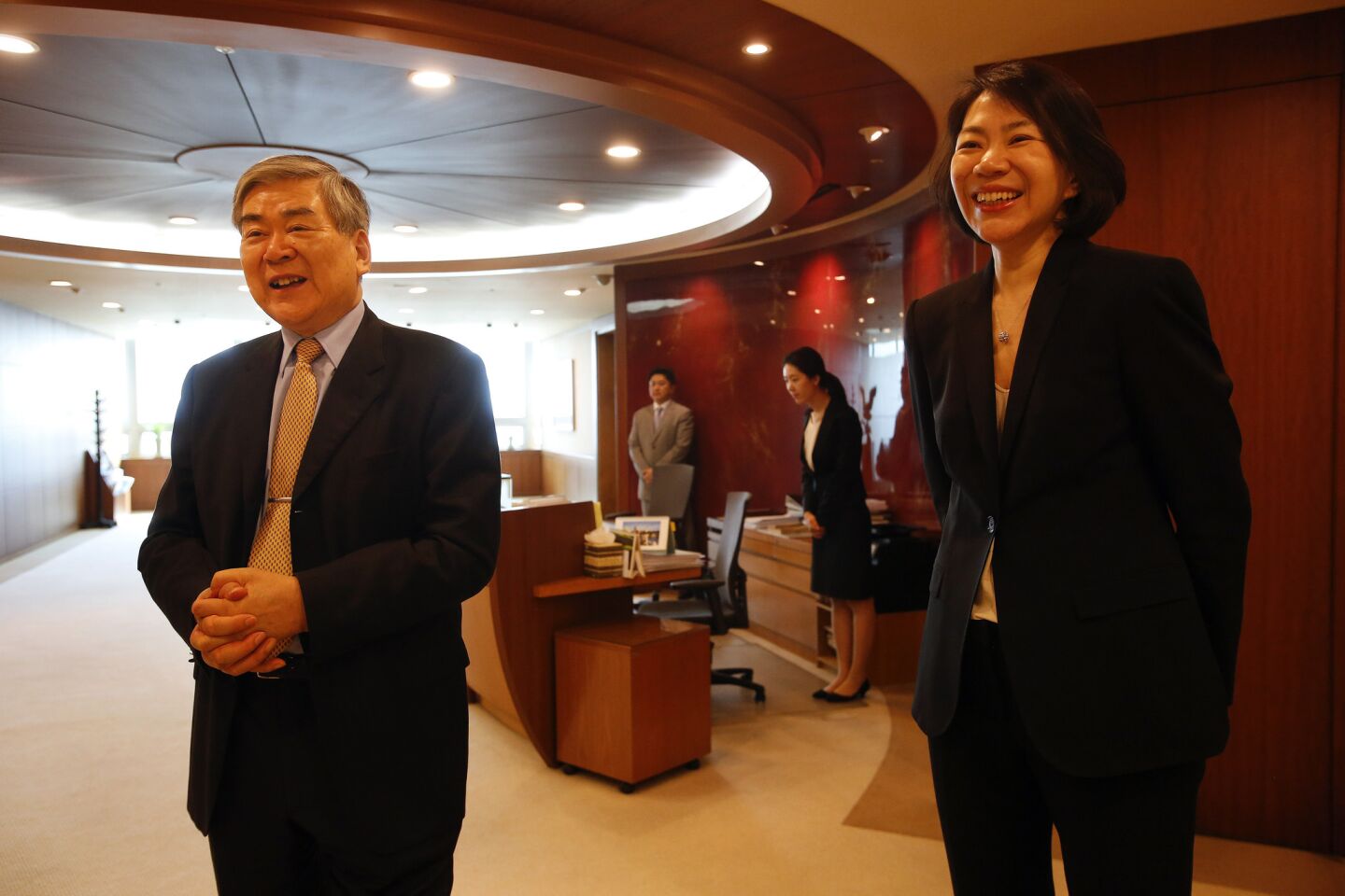Yang Ho Cho, chairman of Wilshire Grand property owner Korean Air, and his daughter Heather Cho, executive vice president, at company headquarters in Seoul.