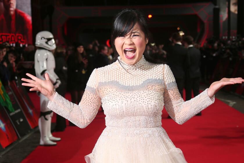 Actress Kelly Marie Tran poses for photographers upon arrival at the premiere of the film 'Star Wars: The Last Jedi' in London, Tuesday, Dec. 12th, 2017. (Photo by Joel C Ryan/Invision/AP)