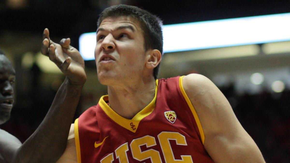 USC's Nikola Jovanovic drives to the basket during a win over New Mexico on Nov. 30.