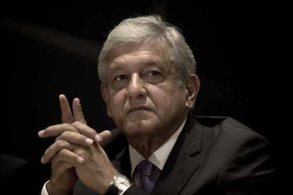 Andres Manuel Lopez Obrador, Mexico's presidential candidate of the leftist Democratic Revolutionary Party, is seen at a press conference.