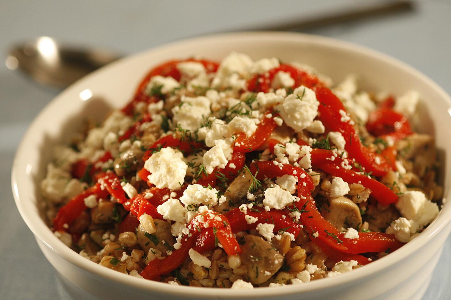 RECIPE: Farro salad with mushrooms, dill and feta