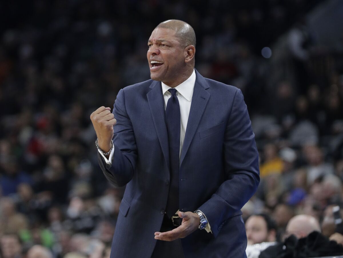 Clippers coach Doc Rivers is shown during a game Dec. 13, 2018.