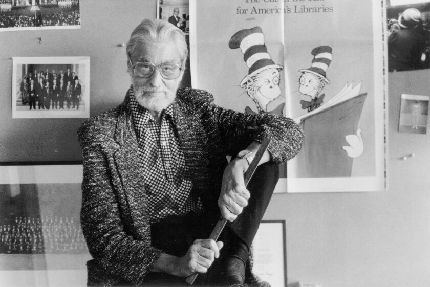 Dr. Seuss as he appeared in 1987. UC San Diego's Geisel Library will celebrate the late author's latest posthumous work on Tuesday, Sept. 3.