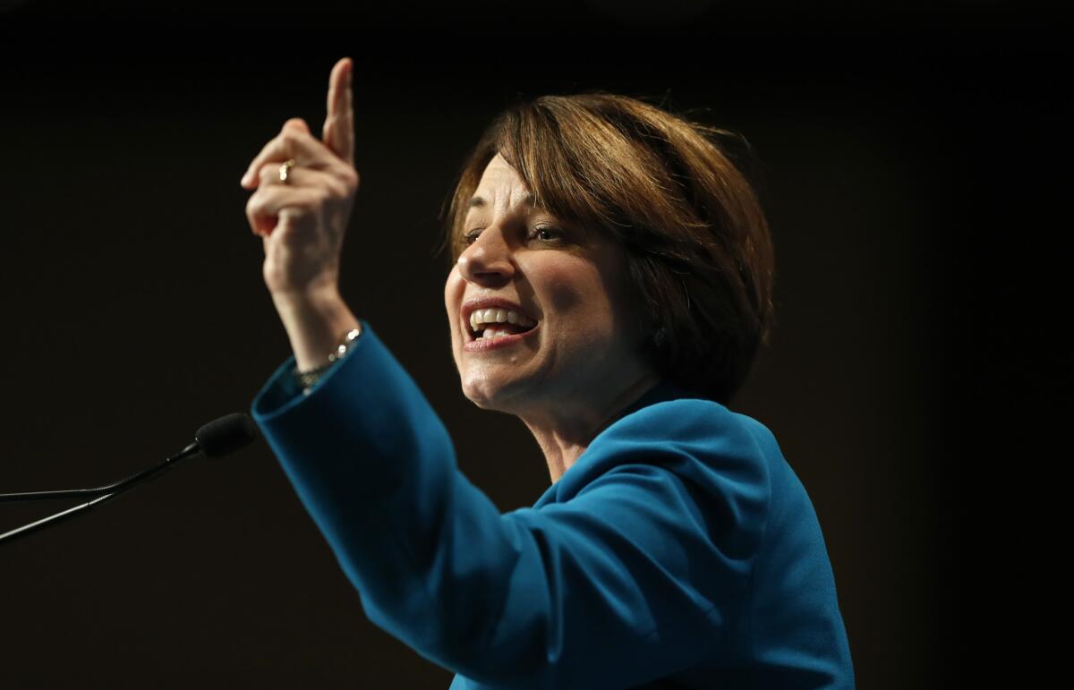 Democratic presidential candidate Amy Klobuchar speaks at an event in Cedar Rapids, Iowa, in June 2019.