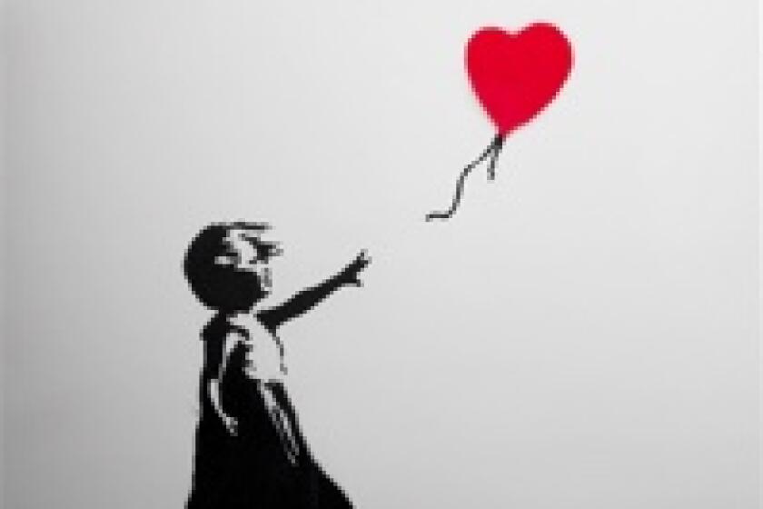 “Girl With Balloon,” on view in “Banksy: Genius or Vandal?” in Brussels.  