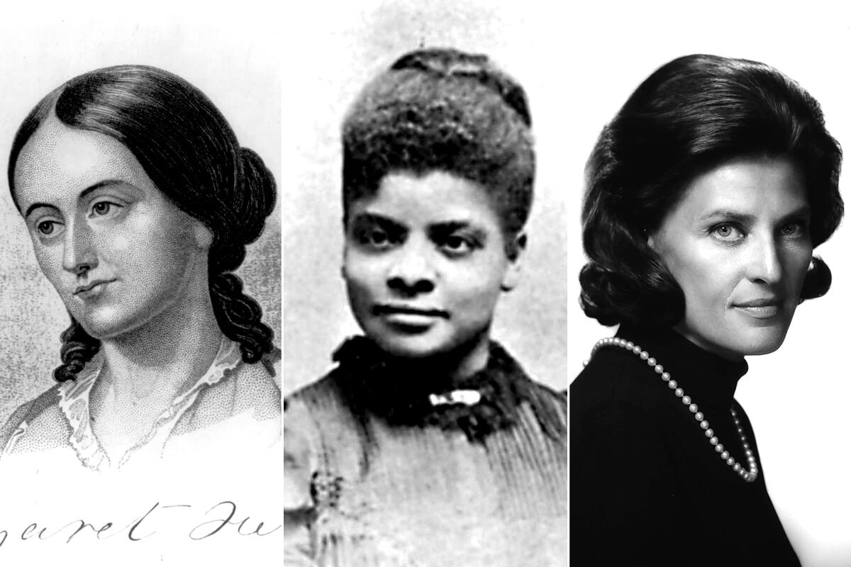 triptych of three black and white photographs of women in black and white  