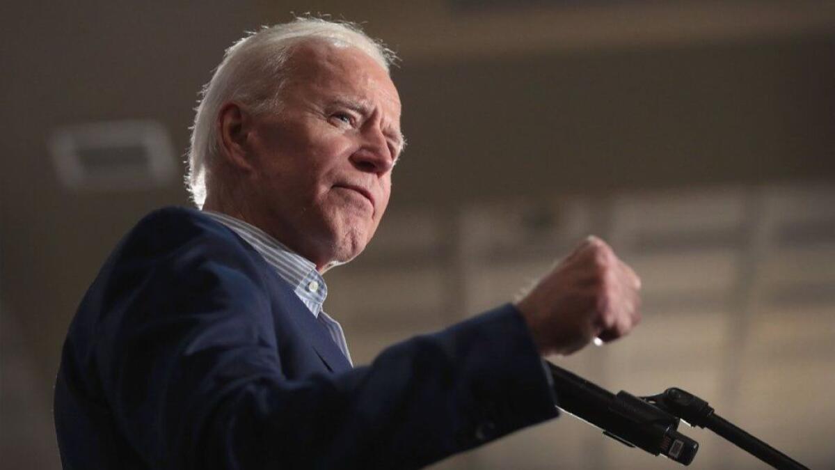 Democratic presidential candidate and former Vice President Joe Biden speaks at a campaign event Tuesday in Dubuque, Iowa.