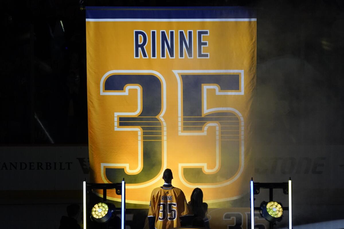 Pekka Rinne's No. 35 raised to rafters, 1st retired by Preds - The