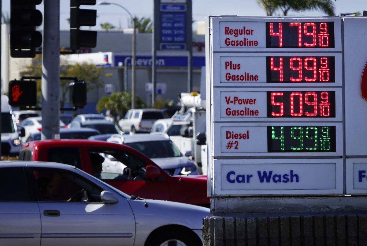 Gasoline prices at a Shell station in Clairemont  