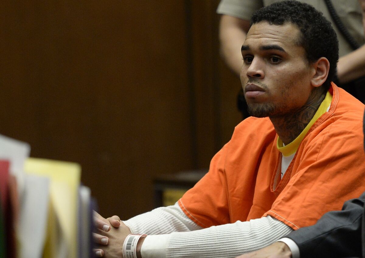 Chris Brown appears in court in Los Angeles on May 1. He was released from jail this week.