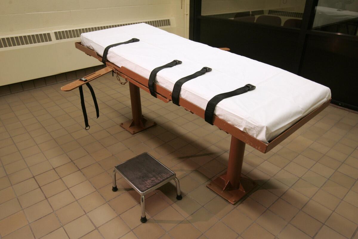 This 2005 file photo shows the death chamber at the Southern Ohio Correctional Facility in Lucasville, Ohio.