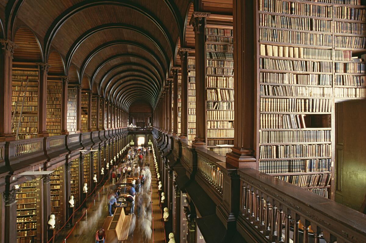 The Old Library at Trinity College in Dublin is the home of the Book of Kells, illustrated manuscripts created by Irish monks circa 800. Here's a look into the library's famous Long Room.