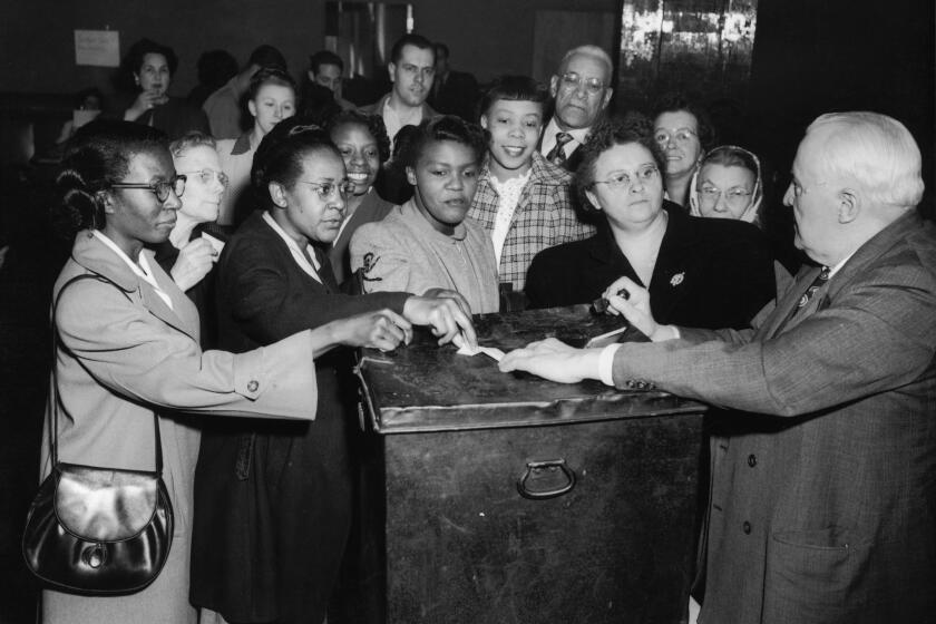 Black women voters at a polling station in Pittsburgh, 1950. (Photo by FPG/Hulton Archive/Getty Images)