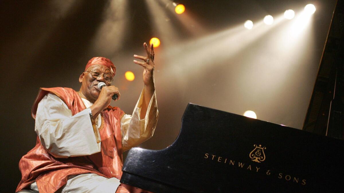 Pianist Randy Weston performs during the Marciac Jazz festival in 2005 in Marciac, southern France.