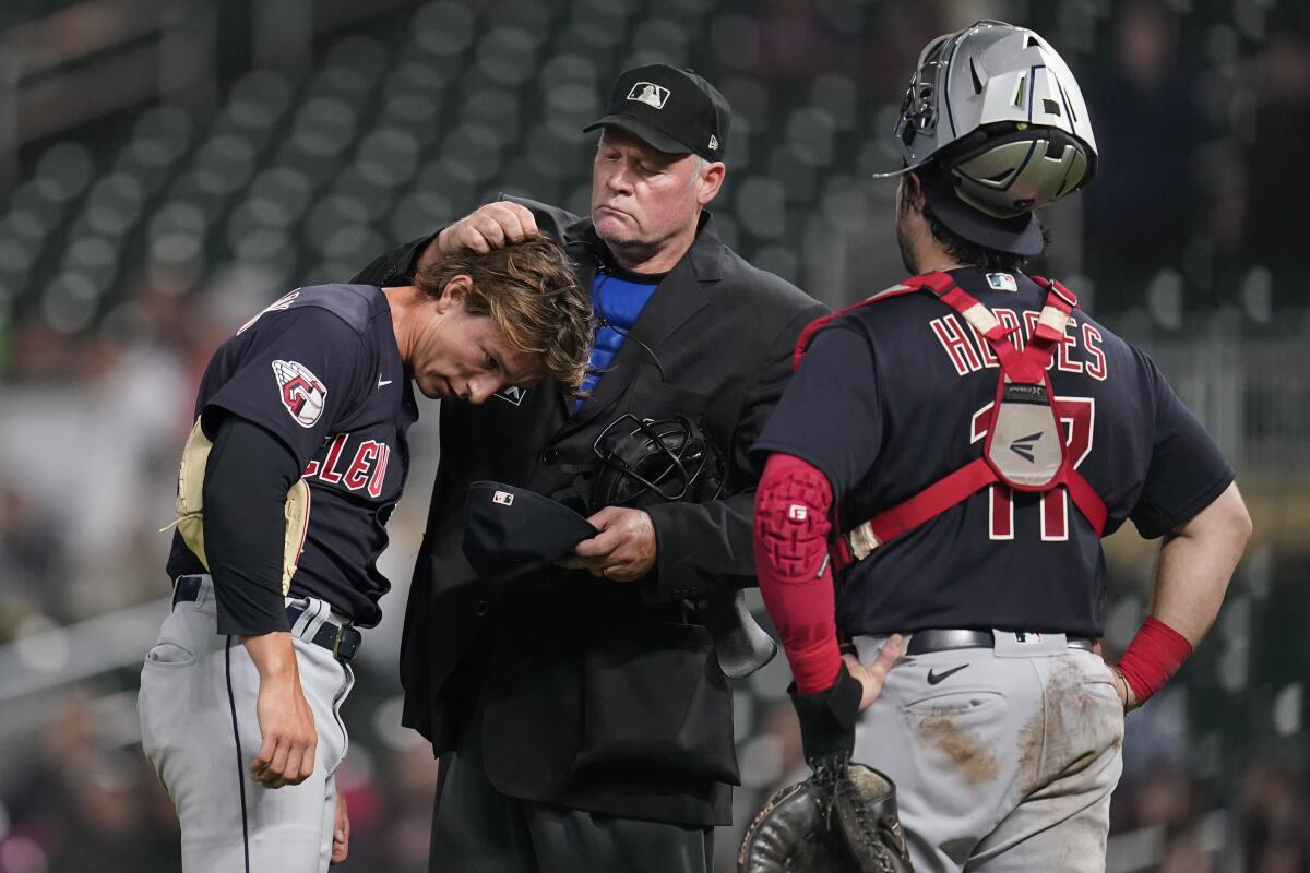 MLB umpire Gabe Morales (47) in the first inning during a baseball