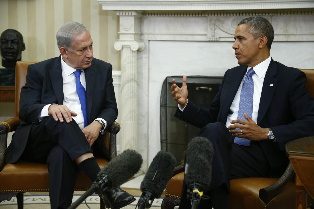 President Obama meets with Israeli Prime Minister Benjamin Netanyahu in the Oval Office at the White House in Washington. In statement after statement, Obama and Netanyahu continue to articulate an identical goal: Iran must not have nuclear weapons.