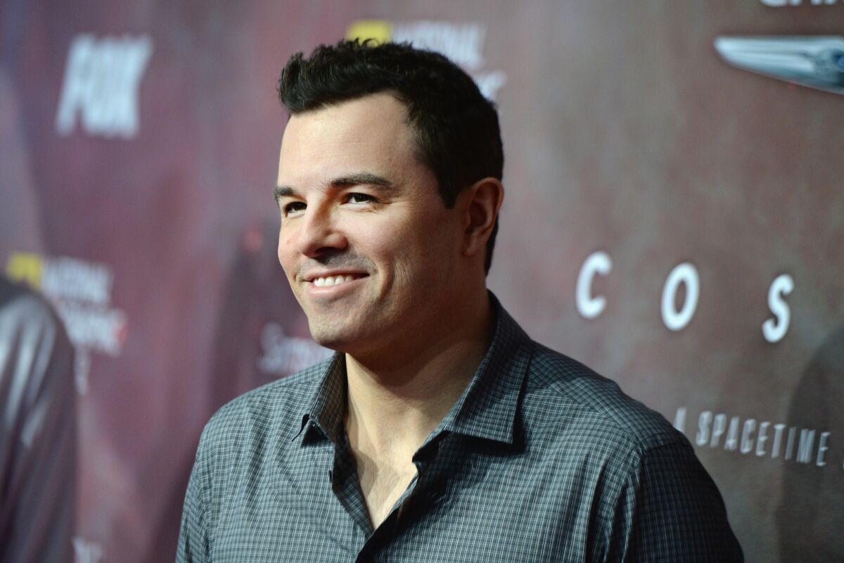 Executive producer Seth MacFarlane attends the premiere of Fox's "Cosmos: A SpaceTime Odyssey" at the Greek Theatre in Los Angeles.
