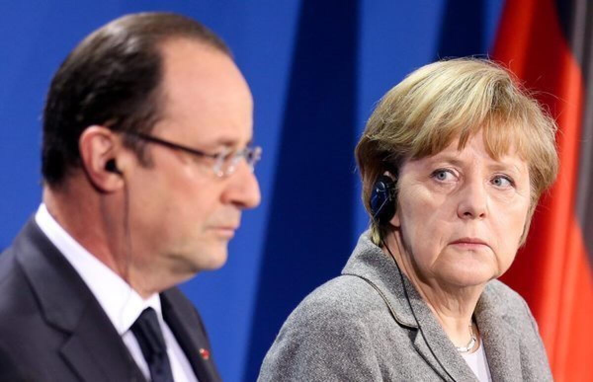 French President Francois Hollande and German Chancellor Angela Merkel have different visions for the European economy.