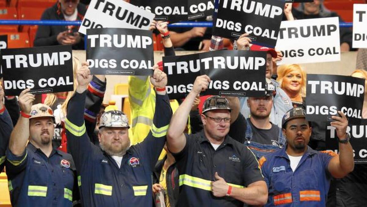 Coal miners at a Donald Trump rally in Charleston, W.Va.