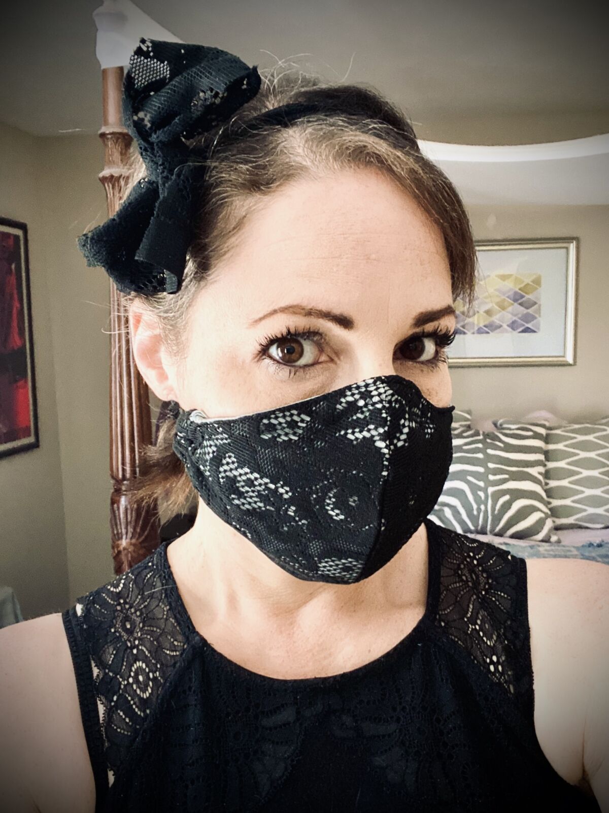 Daria Carey in one of her masks.