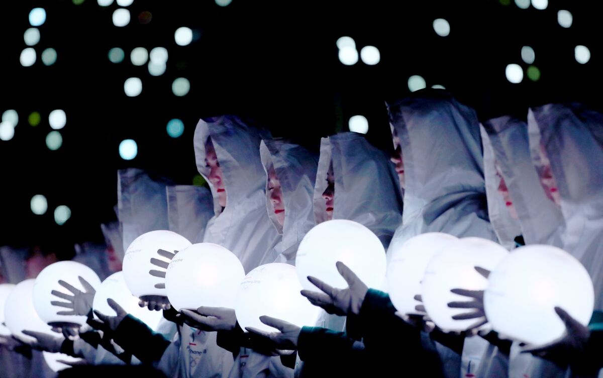 Artists perform during the closing ceremony of the PyeongChang 2018 Olympic Games.