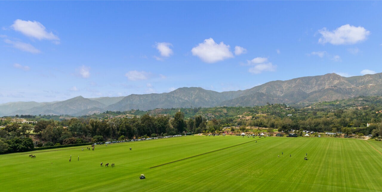 The 61-acre compound includes two parcels with two polo fields, equestrian facilities, a lounge and airstream trailer.