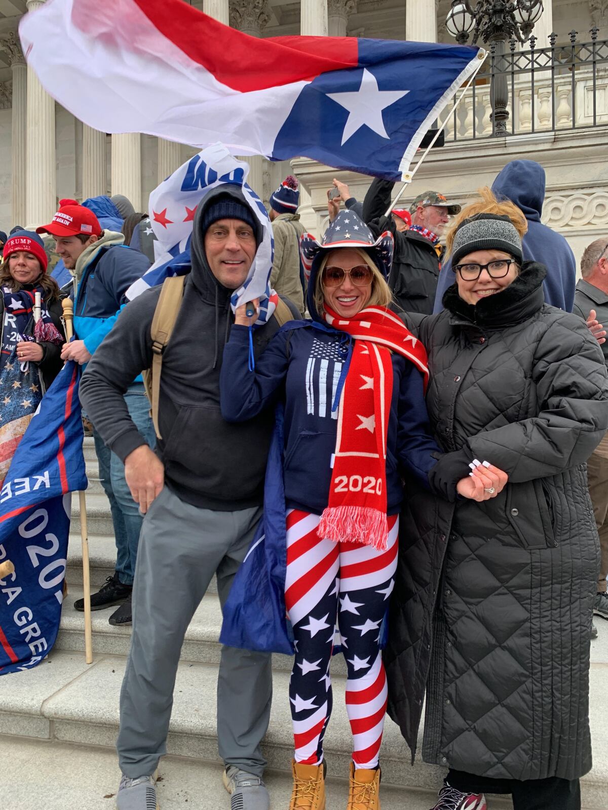 Diane Andrews, her husband and her friend at the U.S. Capitol on Jan. 6