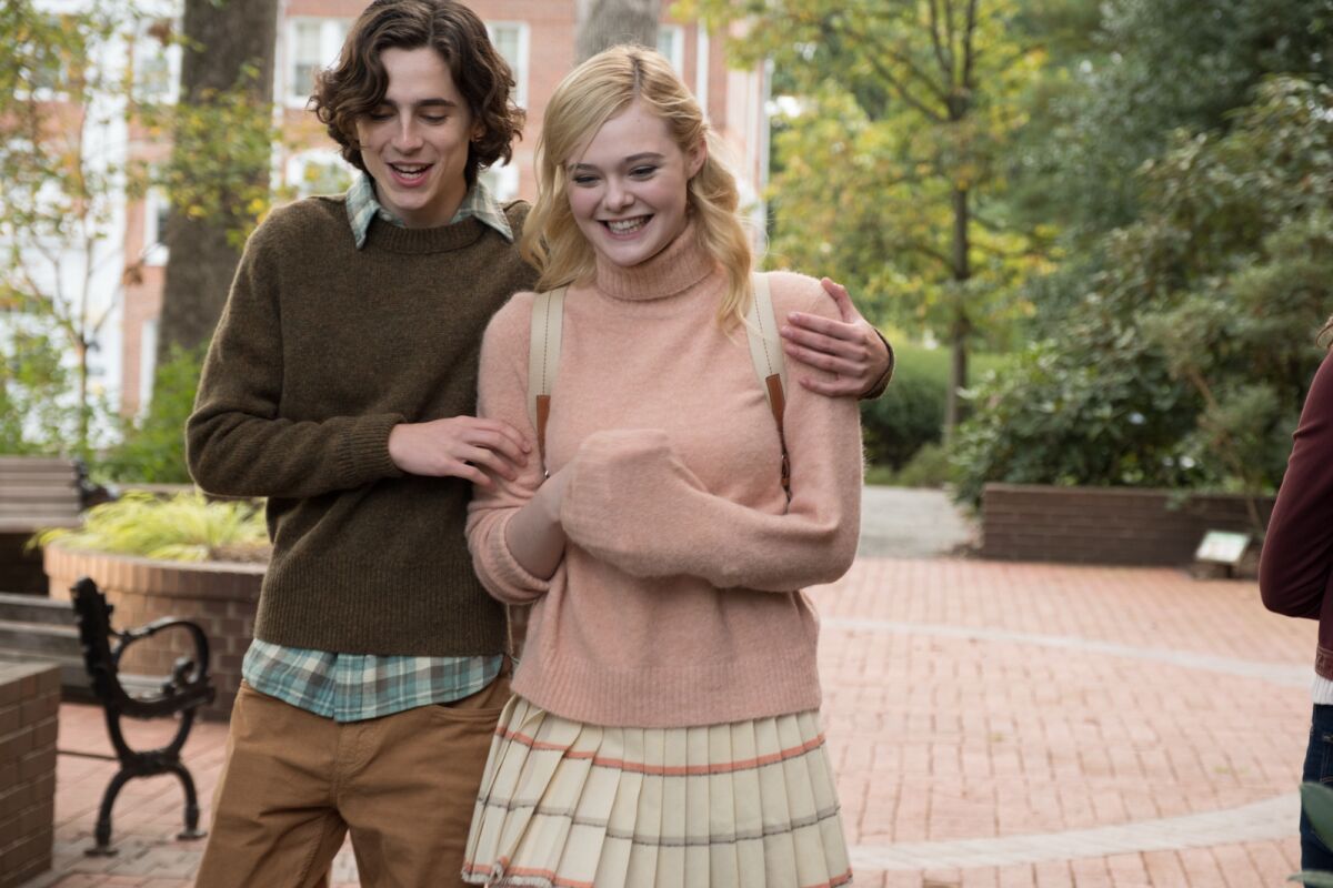 Timothée Chalamet and Elle Fanning in "A Rainy Day in New York."