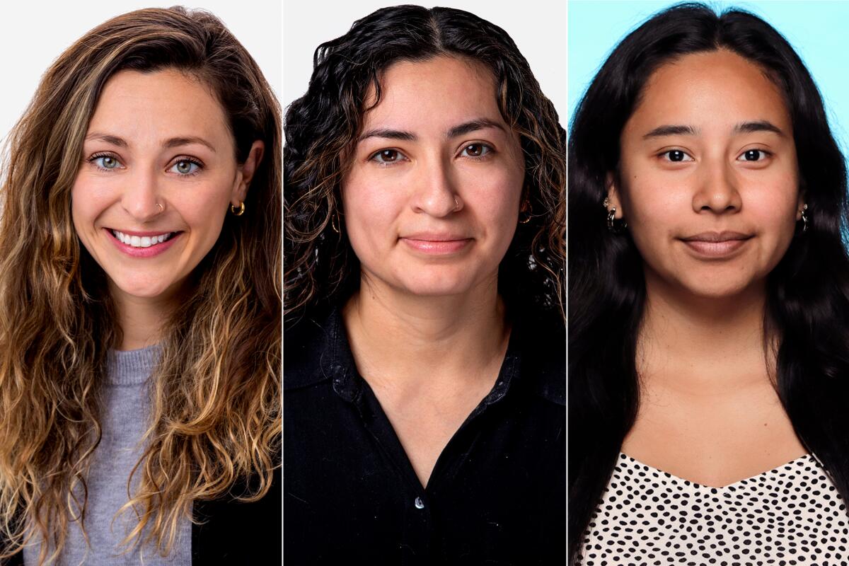 Portrait of reporters Hannah Wiley, Melissa Gomez and Priscella Vega