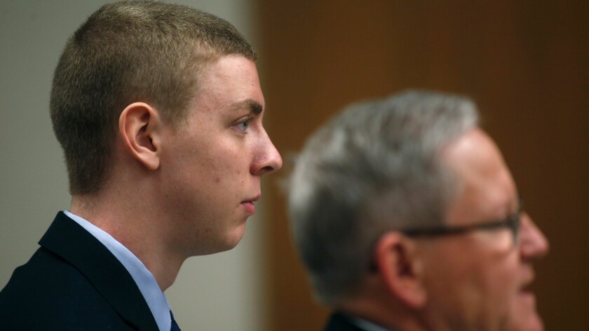 Former Stanford swimmer Brock Turner, shown in a Palo Alto, Calif., courtroom in 2015, was convicted in the sexual assault of a woman on campus.