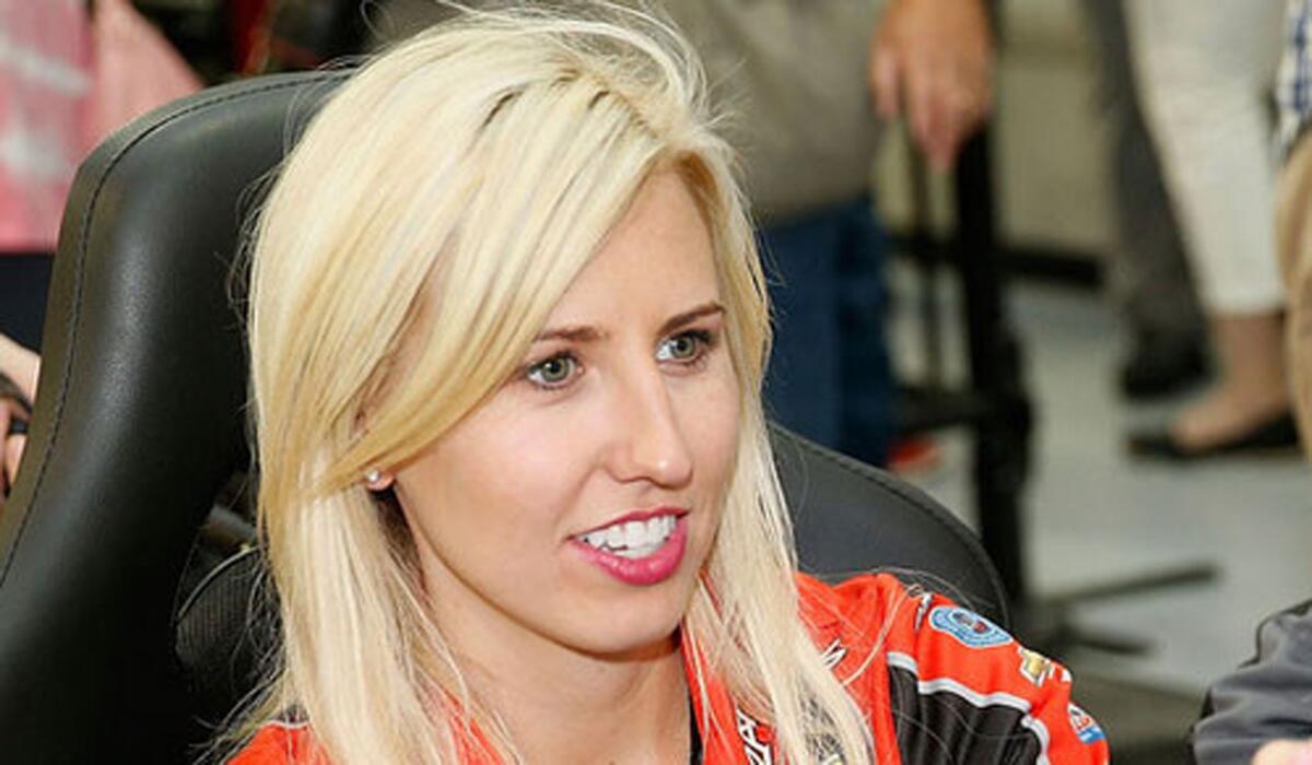 Courtney Force, shown July 22 at Sonoma Raceway, was encouraged by her 3.988 second qualification time at Pomona.