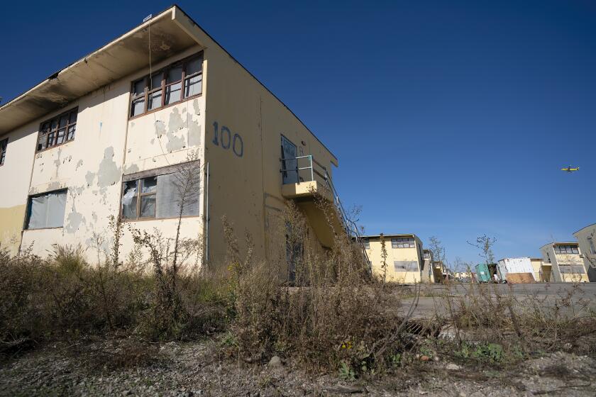 San Diego, CA - December 08: This location, where currently the abandoned U.S. Navy's H Barracks are located, will eventually be demolished down to the concrete slab and will be the future site for the unsheltered, capable of handling possibly up to 700. (Nelvin C. Cepeda / The San Diego Union-Tribune)