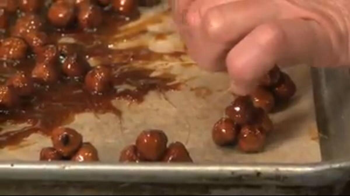 Candied hazelnuts.