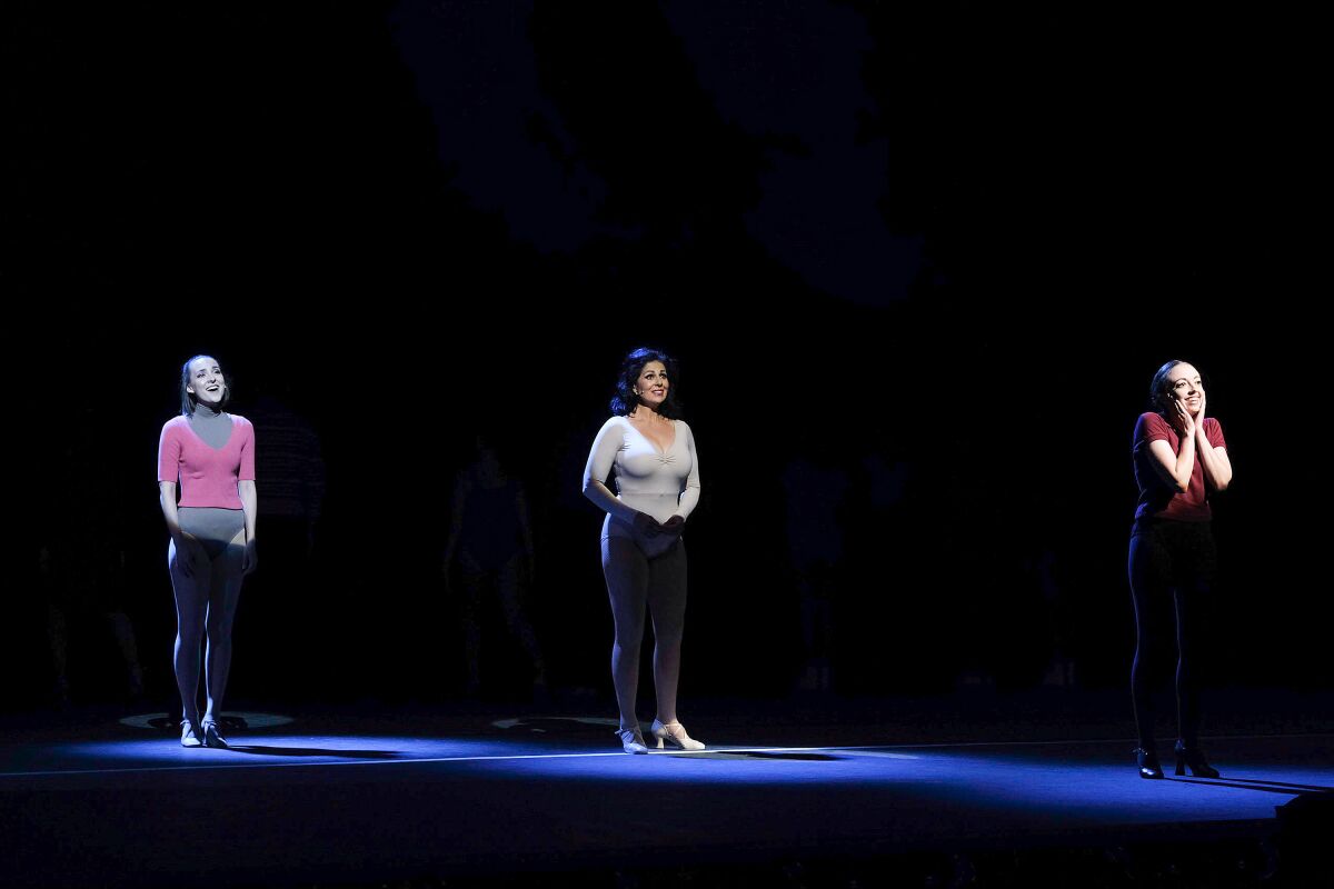 Emma Nossal, Natalie Nucci and Lacey Beegun in Moonlight Stage Productions' "A Chorus Line."