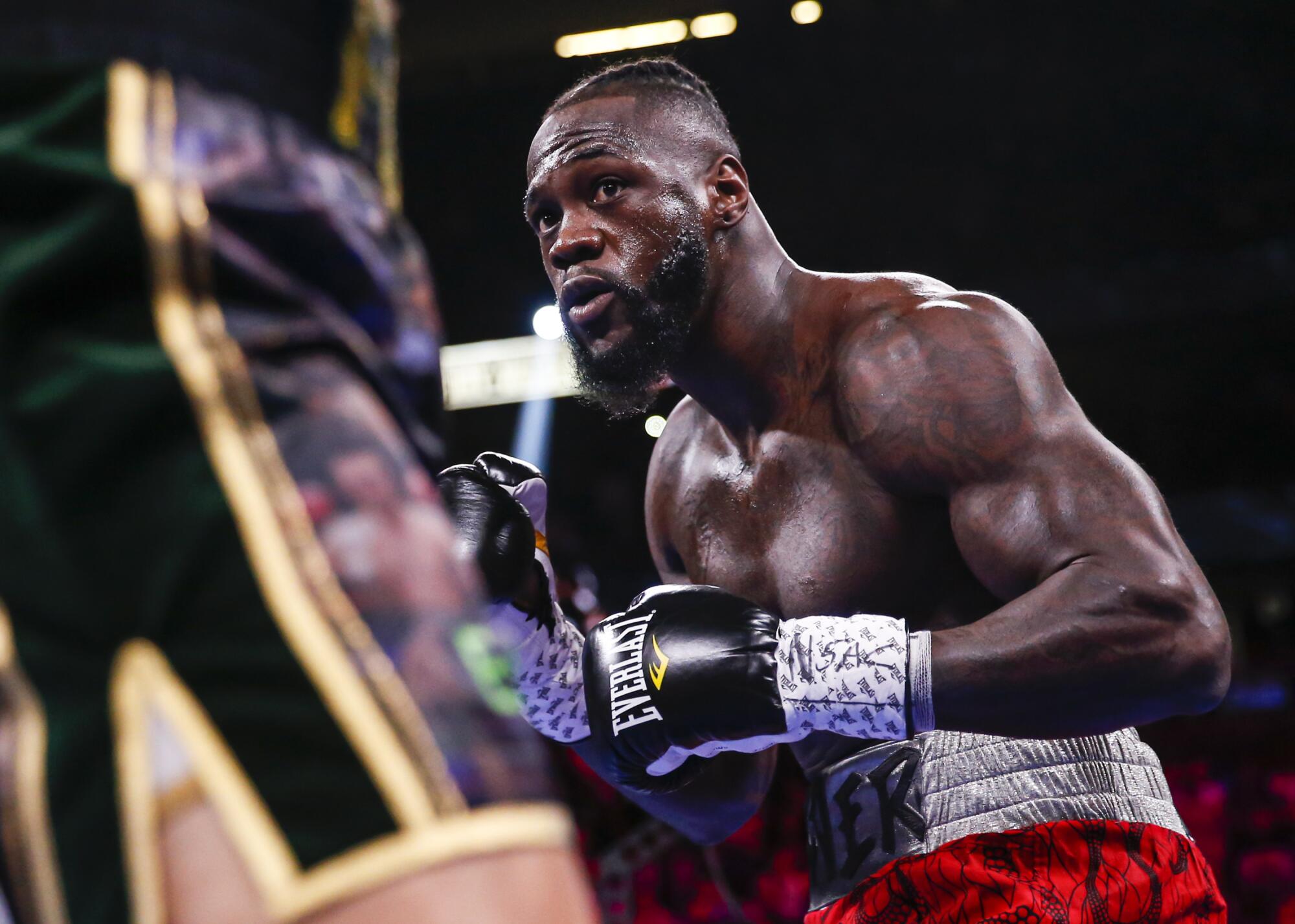 Deontay Wilder, right, fights Tyson Fury,  