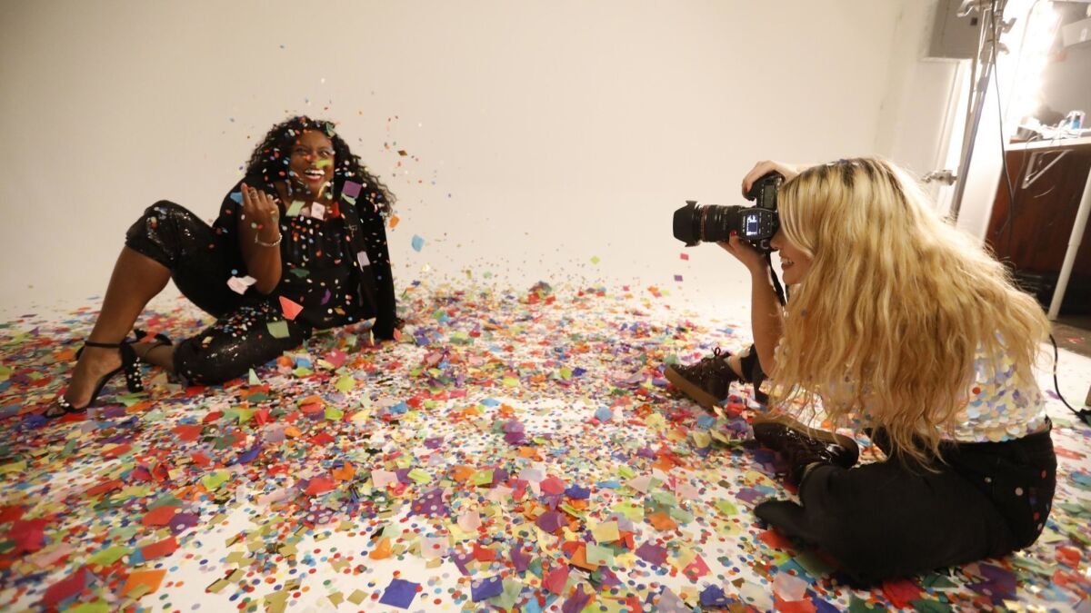 Photographer Jelena Alexsich takes photos of Melissa Stewart for, "The Confetti Project."