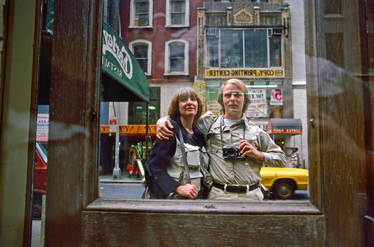 Anne Cusack and her husband, Richard Derk, in New York City. 