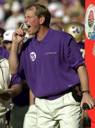 Rick Neuheisel led the Huskies to the 2001 Rose Bowl victory over Purdue.