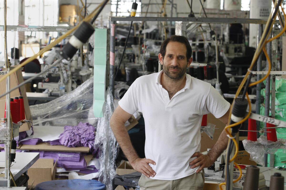 Dov Charney is photographed at the factory in downtown Los Angeles in April 2012.