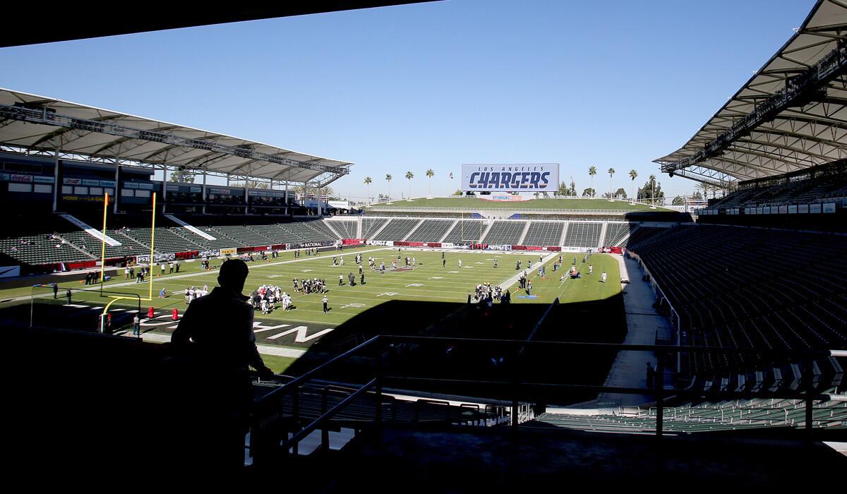 The StubHub Center in Carson is where the Los Angeles Chargers will play until a new football stadium in Inglewood is completed in 2019.