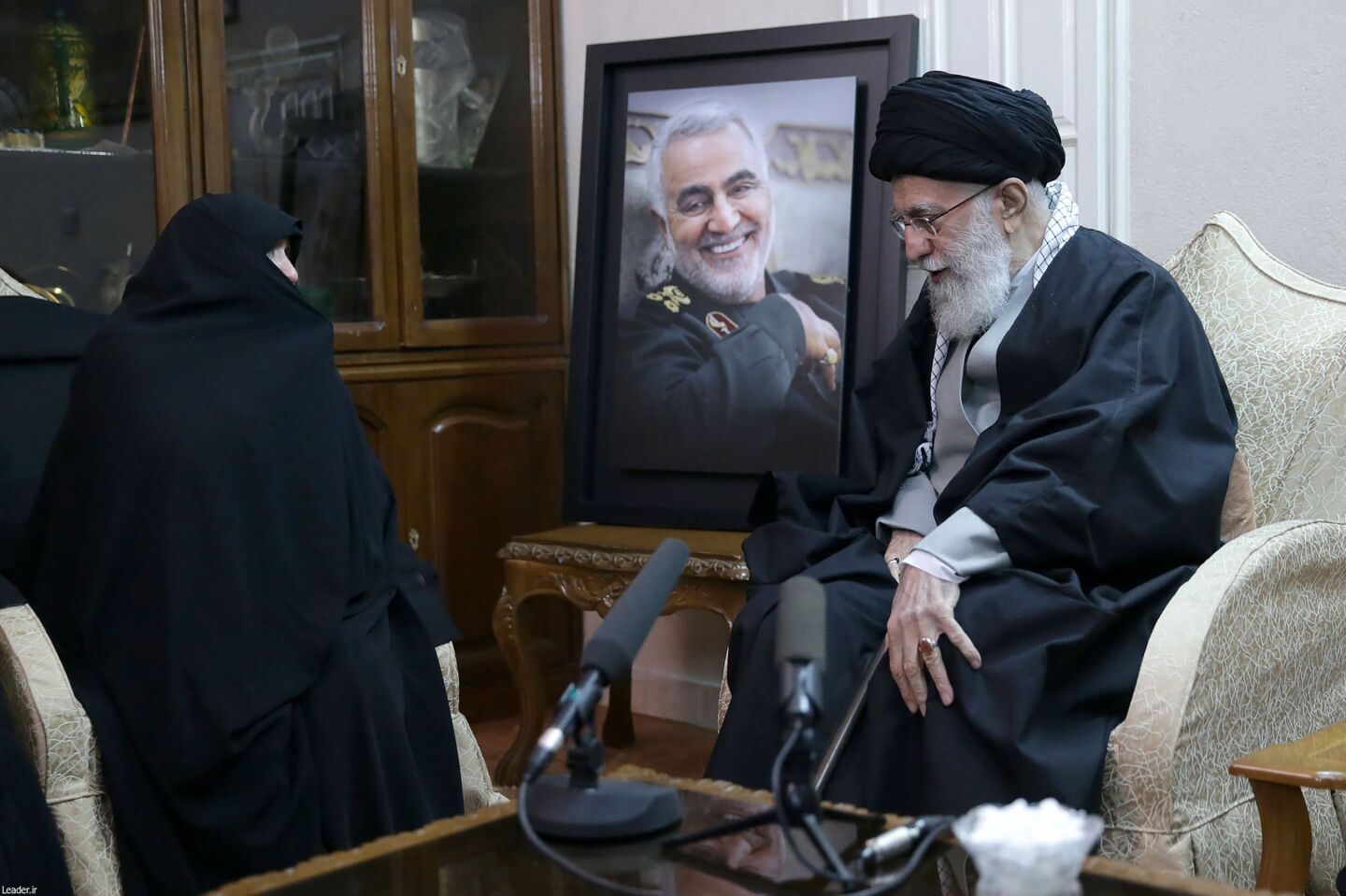 Iran's Supreme Leader Ayatollah Ali Khamenei visits Suleimani's family.