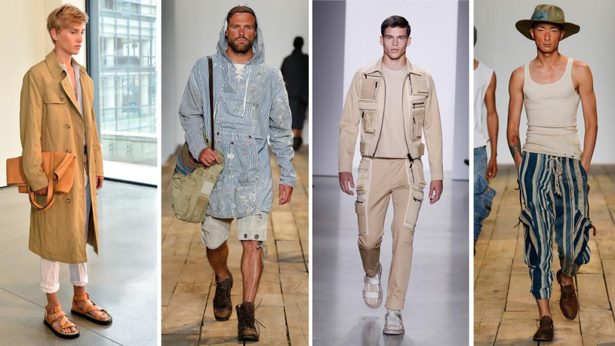 Men's trends at New York Fashion Week included textures, billowy pants, utility pockets and more.