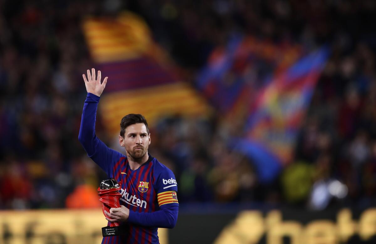 ARCHIVO - En esta foto de archivo del sábado 6 de abril de 2019, Lionel Messi, delantero del Barcelona.